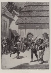 Une compagnie du régiment du West Yorkshire prenant possession du palais du roi Prempeh